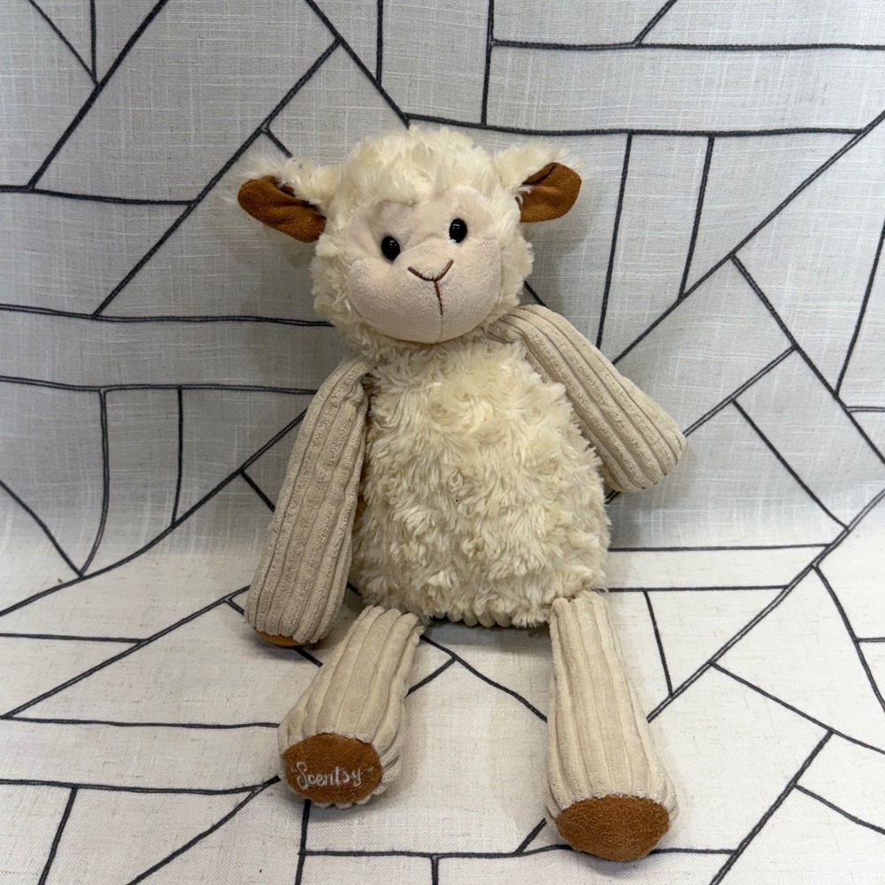 Scentsy Buddy Lenny the‎ Lamb Plush Cream Tan Corduroy Camu Camu Scent Pak